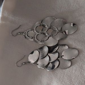 Silver tone dangle earrings